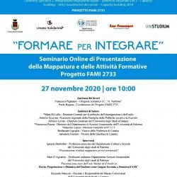 PROGETTO FAMI 2733 – “FORMARE PER INTEGRARE”: VENERDÌ 27 NOVEMBRE