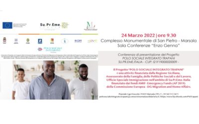 Marsala. Conferenza presentazione Progetto “Polo sociale Integrato Trapani” – Su.Pr.Eme. Italia, giovedì 24 marzo, ore 9.30, complesso Monumentale ‘San Pietro’