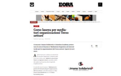 Giornale L’ORA (07.10.2022) Cor­so lau­rea per me­dia­to­ri or­ga­niz­za­zio­ni Ter­zo set­to­re