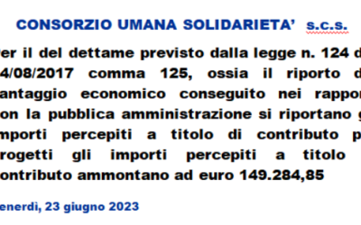 RENDICONTAZIONE DEI CONTRIBUTI PUBBLICI RICEVUTI NELL’ANNO 2022