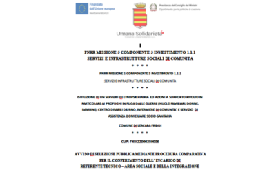 AVVISO DI SELEZIONE PUBBLICA MEDIANTE PROCEDURA COMPARATIVA PER IL CONFERIMENTO DELL’INCARICO DI REFERENTE TECNICO – AREA SOCIALE E DELLA INTEGRAZIONE (Domande entro il 27 giugno 2023) / ISTITUZIONE DI UN SERVIZIO DI ETNOPSICHIATRIA ED AZIONI A SUPPORTO RIVOLTO IN PARTICOLARE AI PROFUGHI IN FUGA DALLE GUERRE (NUCLEI FAMILIARI, DONNE, BAMBINI), CENTRO DISABILI DIURNO, INFERMIERE DI COMUNITA’ E SERVIZIO DI ASSISTENZA DOMICILIARE SOCIO-SANITARIA  COMUNE DI LERCARA FRIDDI / CUP: F45I22000250006 / PNRR MISSIONE 5 COMPONENTE 3 INVESTIMENTO 1.1.1 SERVIZI E INFRASTRUTTURE SOCIALI DI COMUNITA.